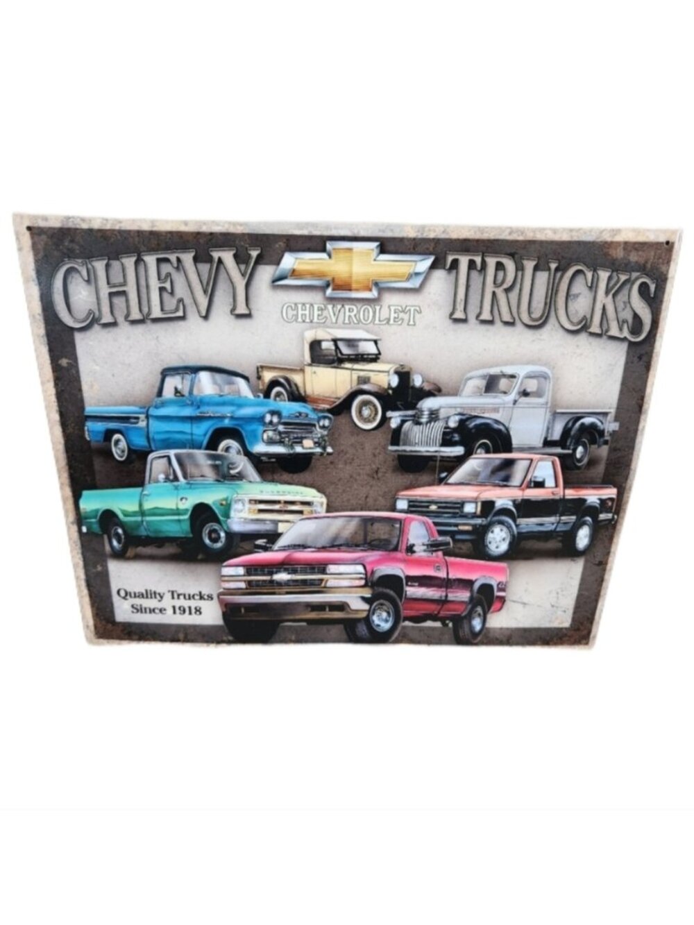 Chevy trucks metal signage authentic gm product garage enthusiasts mancave